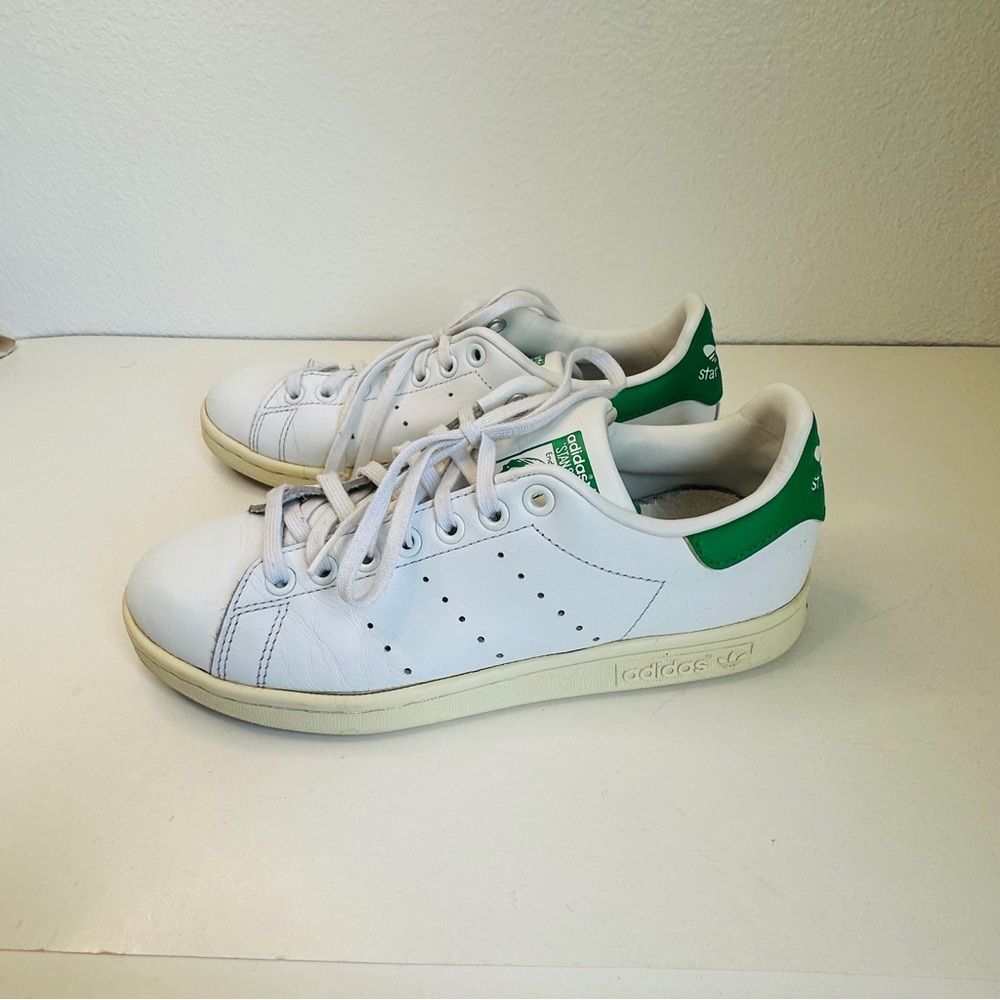 Adidas Stan Smith Orthalite White Green Leather‎ Sneakers Women’s Size 5.5 - Picture 3 of 7